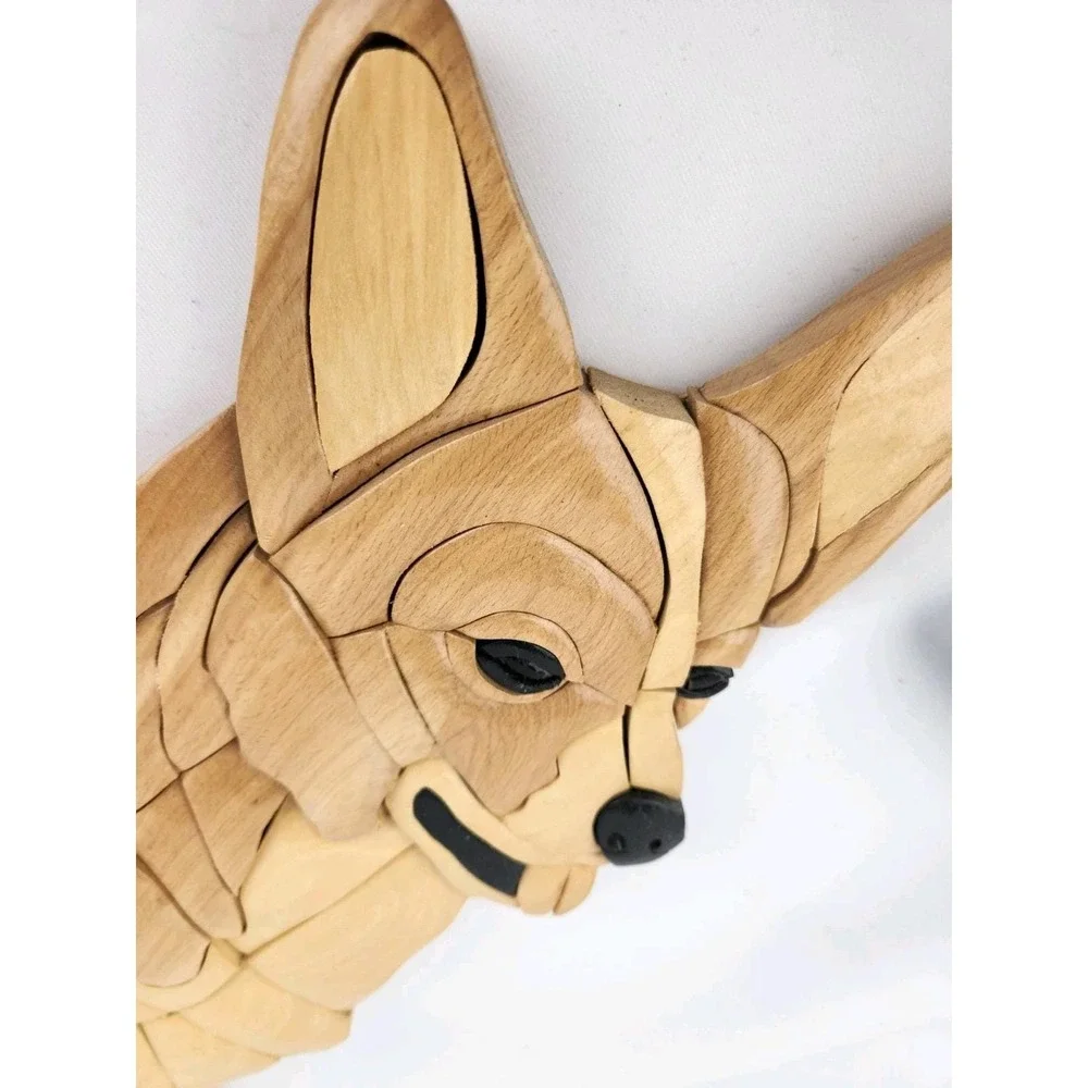 Large Wood Intarsia Cardigan Welsh Corgi‎ Dog Pembroke Wall Art Artisan Handmade
